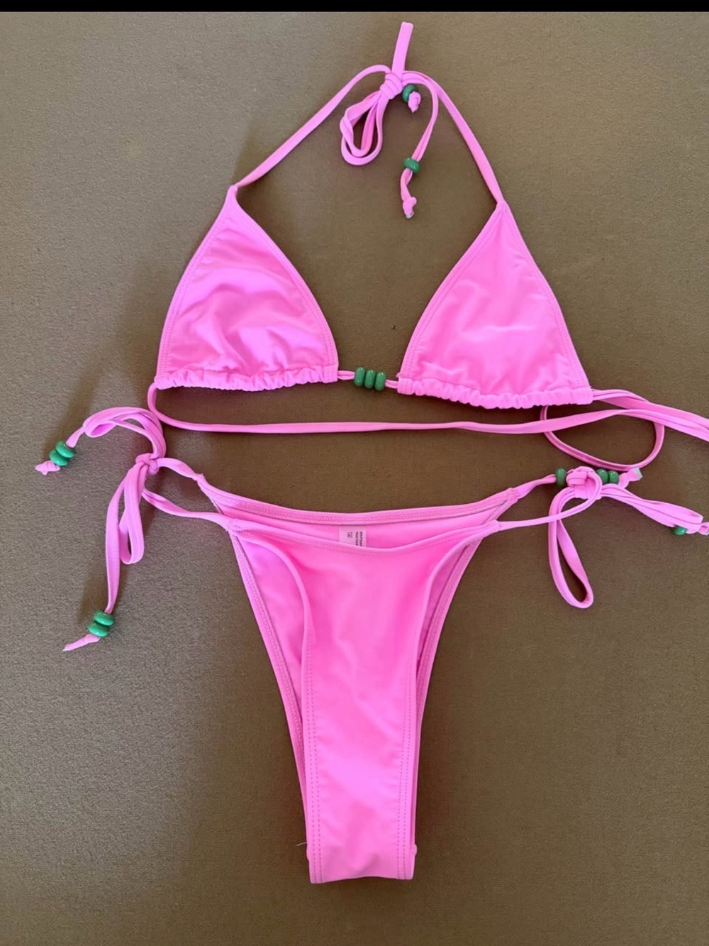 Source Unknown Hot Pink Triangle String Bikini